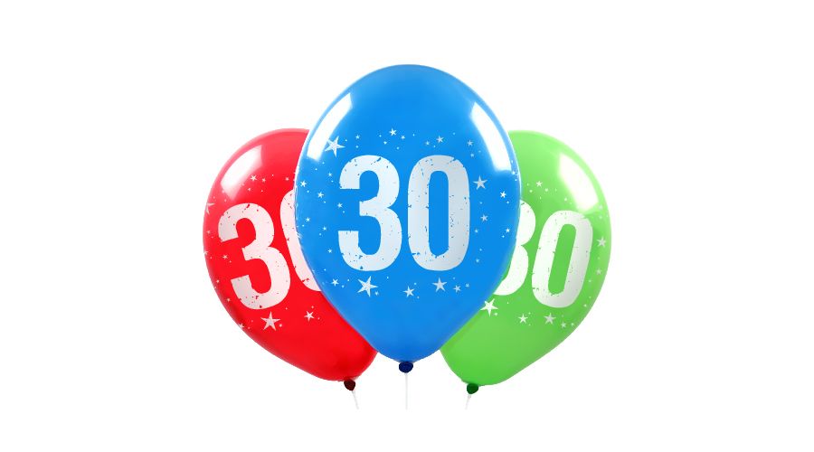 Zahl 30 ⌀33cm Bunt assortiert