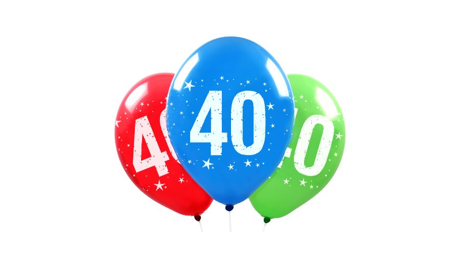 Zahl 40 ⌀33cm Bunt assortiert