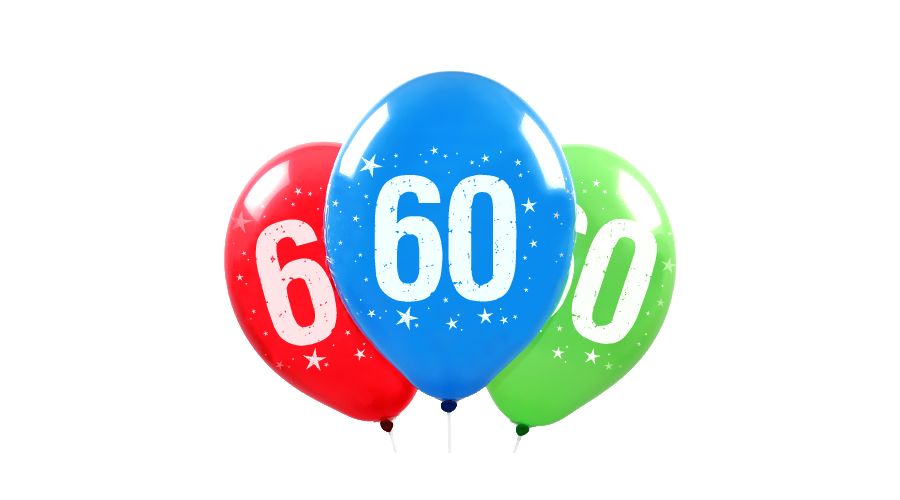 Zahl 60  ⌀33cm Bunt assortiert