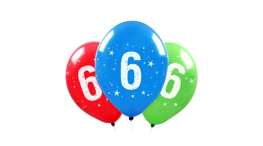 Zahl 6 ⌀33cm Bunt assortiert