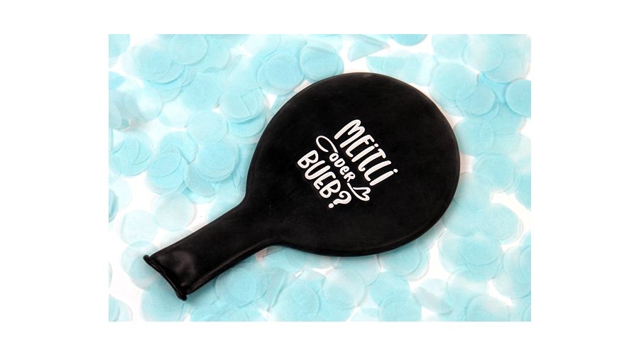 Gender Reveal Ballon Bueb Ø 55 cm mit Konfetti blau (einzel verpackt / ungefüllt)