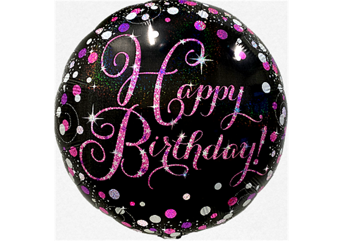 Folienballon Geburtstag / Happy Birthday elegant pink Ø 38 cm