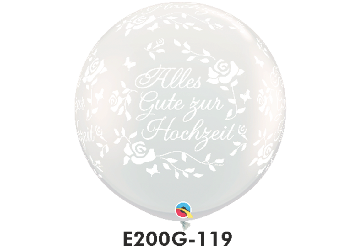 Riesen-Rundballons ALLES GUTE ZUR HOCHZEIT Ø 90 cm transparent