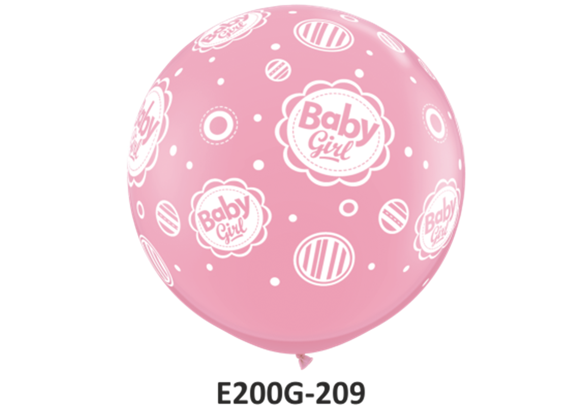 Riesen-Rundballons BABY GIRL rosa Ø 90 cm