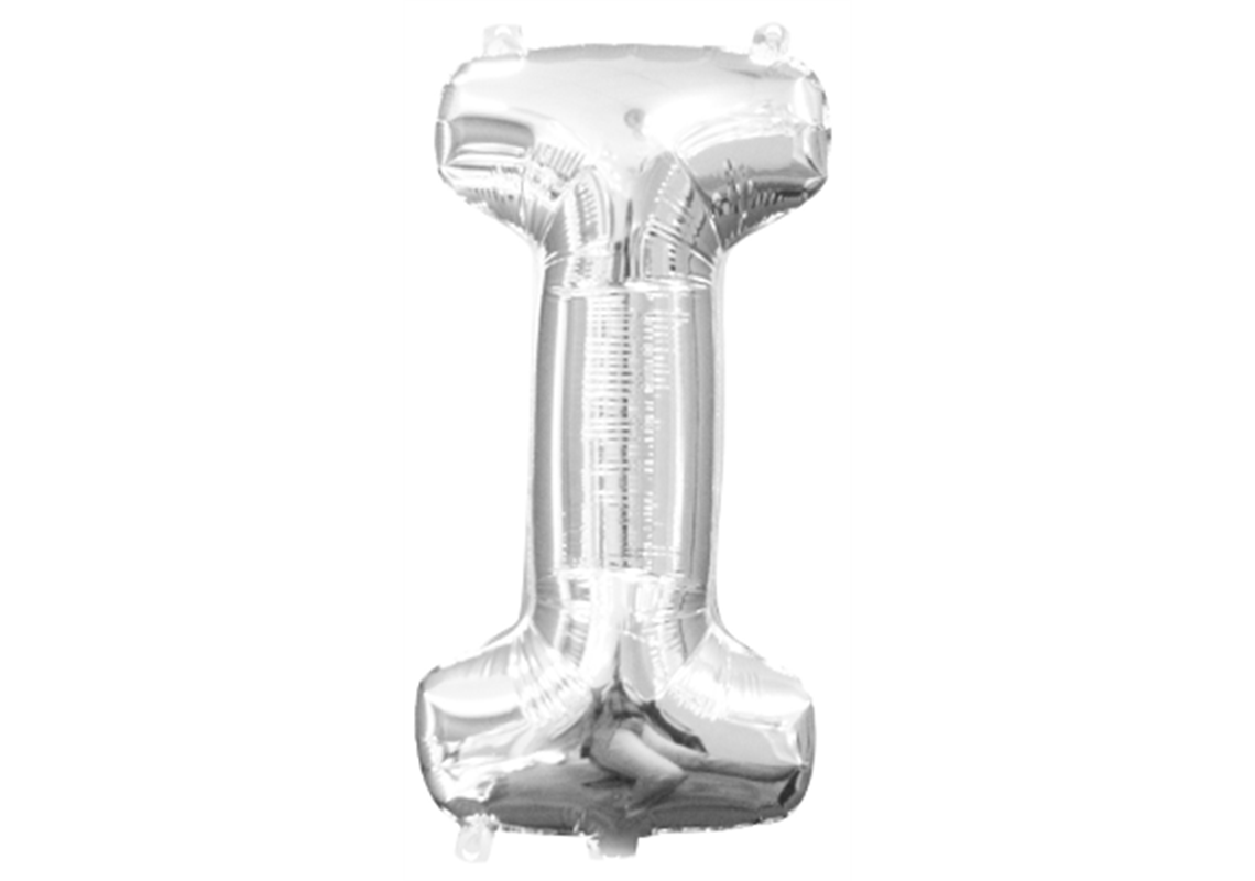 Mini-Buchstabenfolienballon - I - in SILBER 35 cm