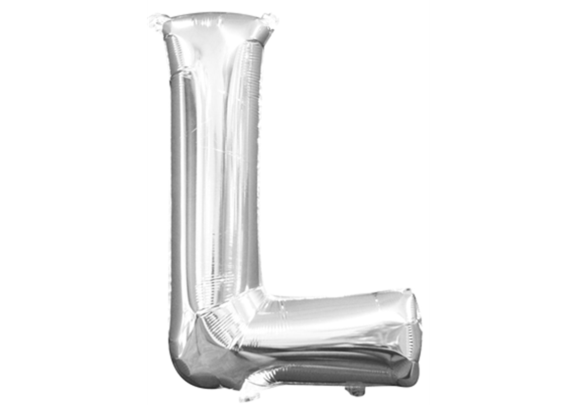 Mini-Buchstabenfolienballon - L - in SILBER 35 cm