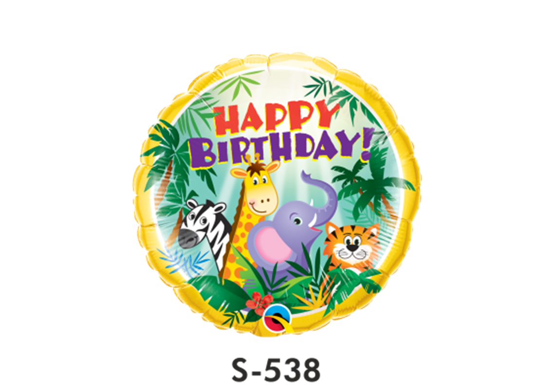 Folienballon Geburtstag / Happy Birthday Zootiere 2 Ø 38 cm