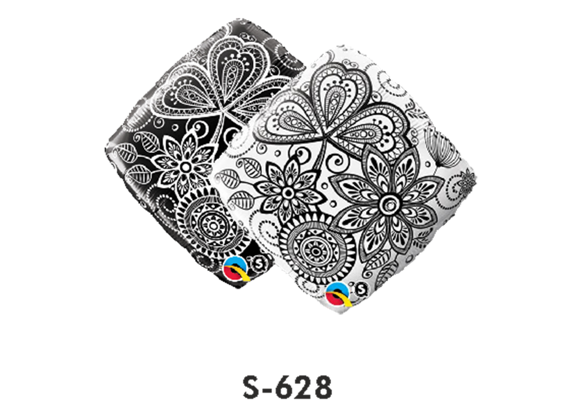 Folienballons Damastmuster quadratisch Schwarz & Weiss ⌀ 38 cm