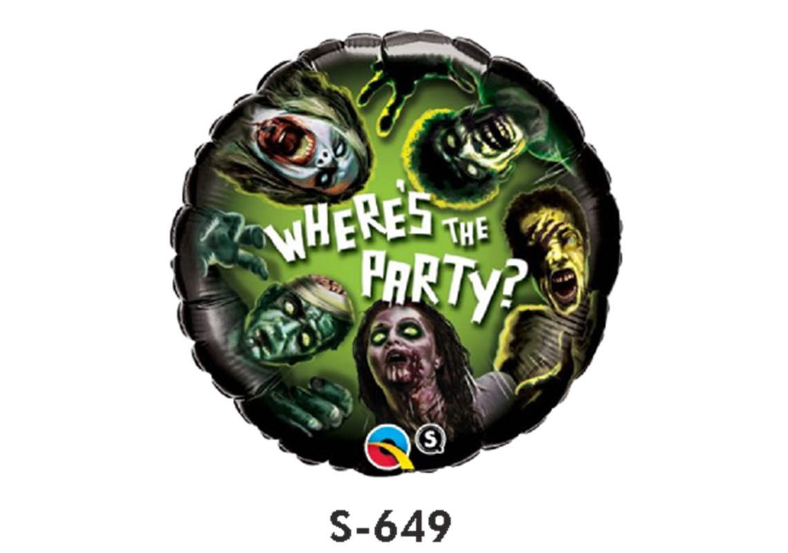 Folienballons Halloween Zombies Where's The Party ⌀ 38 cm