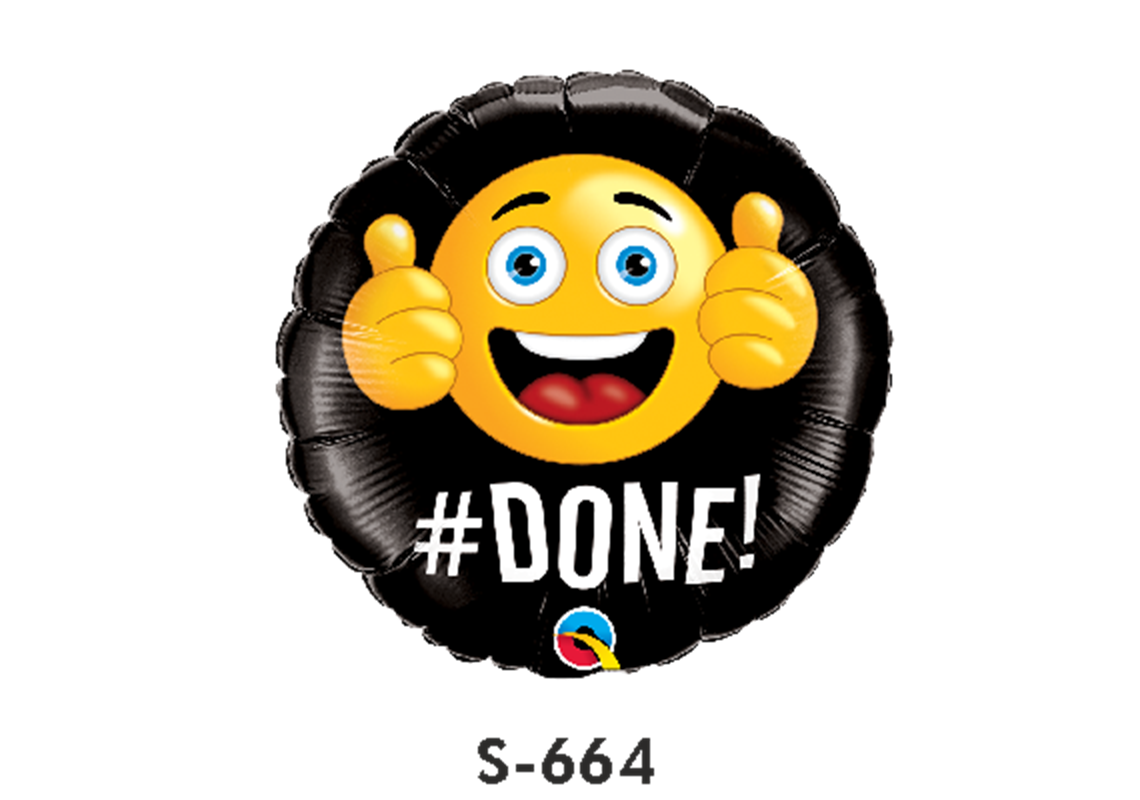 Folienballons Emoji Smiley #Done ⌀ 38 cm