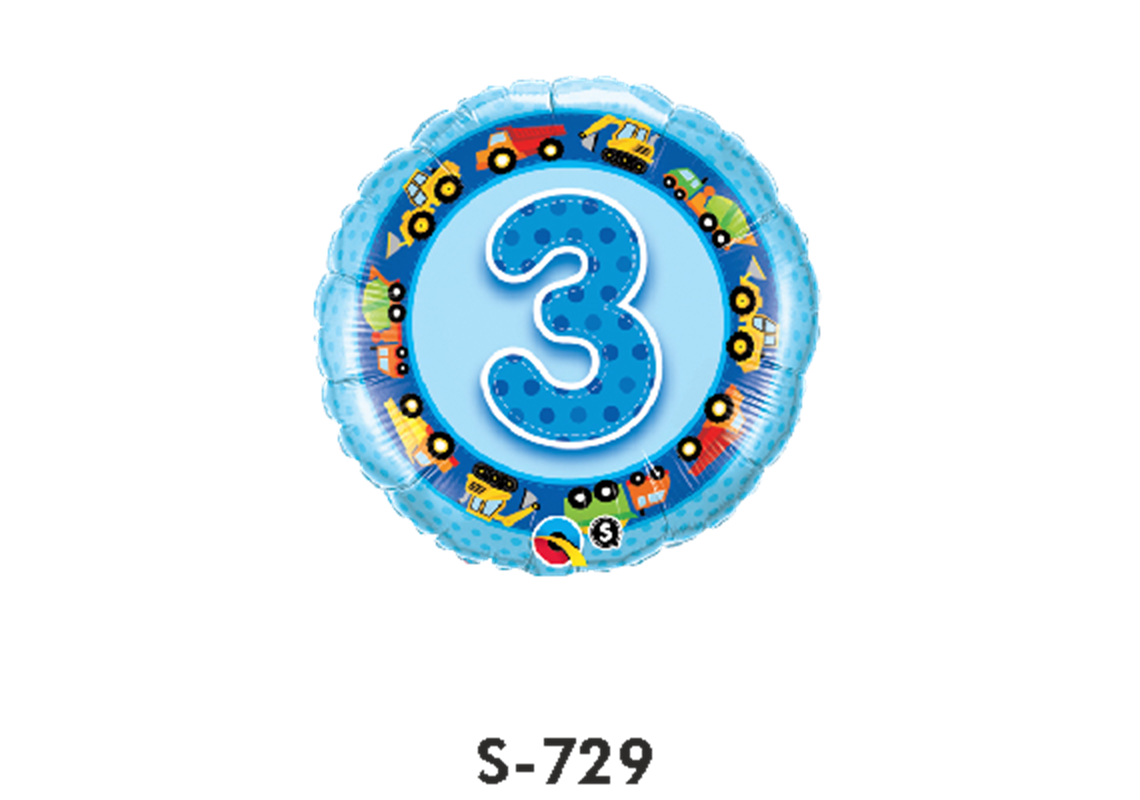 Folienballons Happy Birthday Zahl - 3 - Blau ⌀ 38 cm