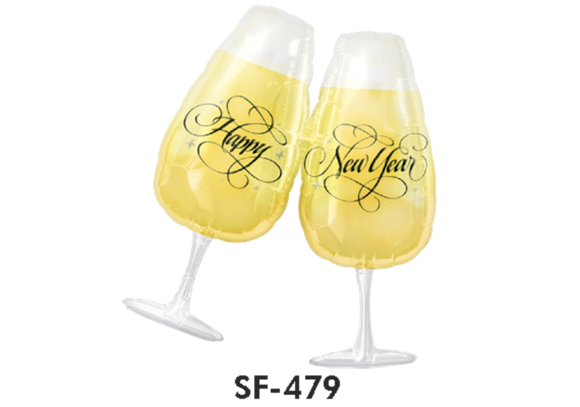Folienfigur Happy New Year Sektgläser 76 cm