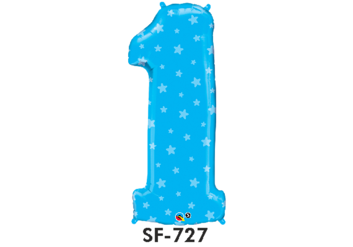 Folienfigur Nummer 1 Hellblau 86 cm