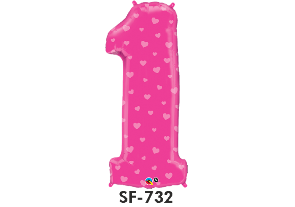 Folienfigur Nummer 1 Rosa 86 cm