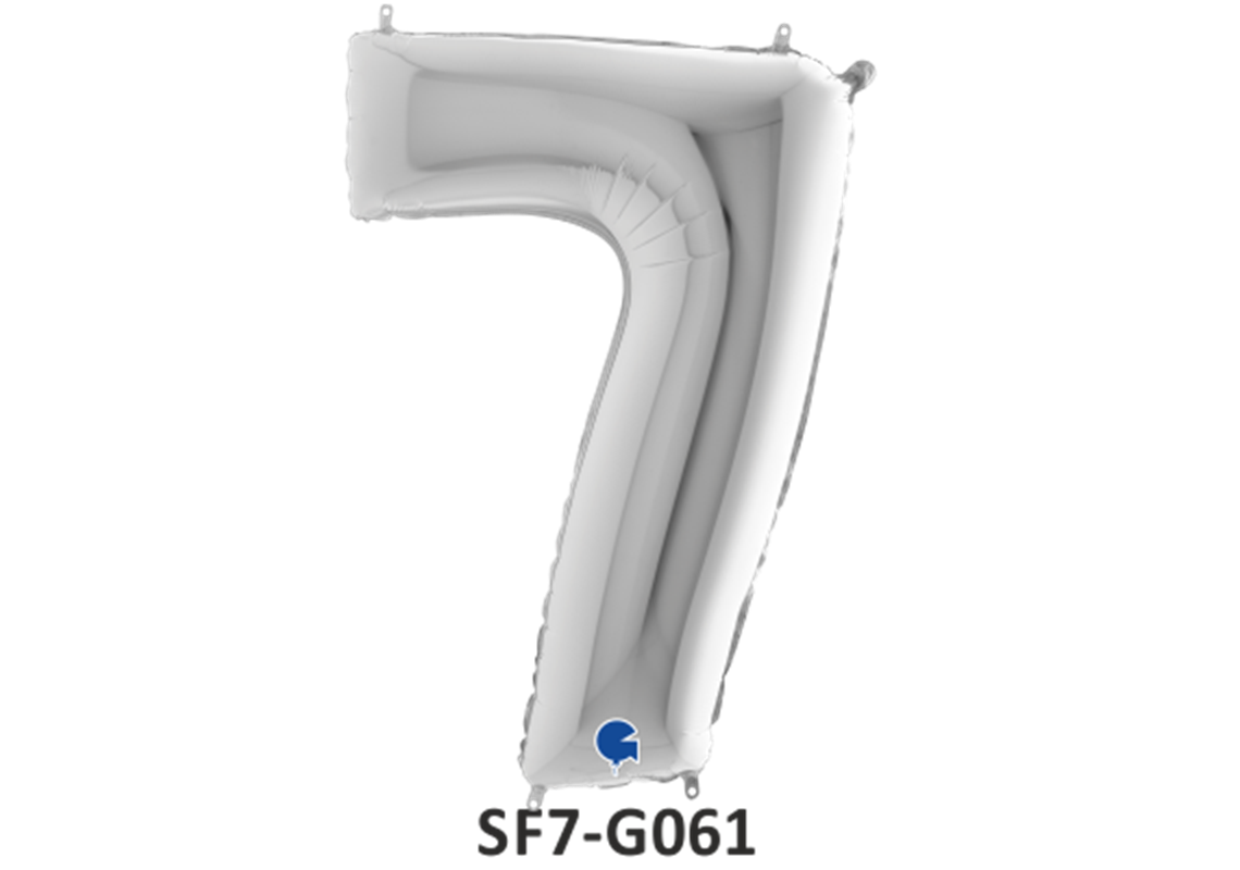 Zahlenfolienballon - Zahl 7 (sieben) - in SILBER 80 cm