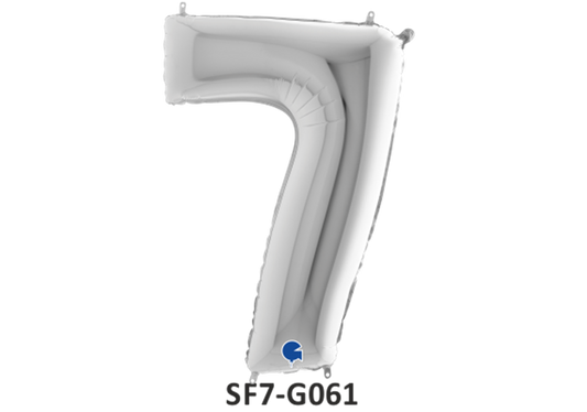 Zahlenfolienballon - Zahl 7 (sieben) - in SILBER 80 cm