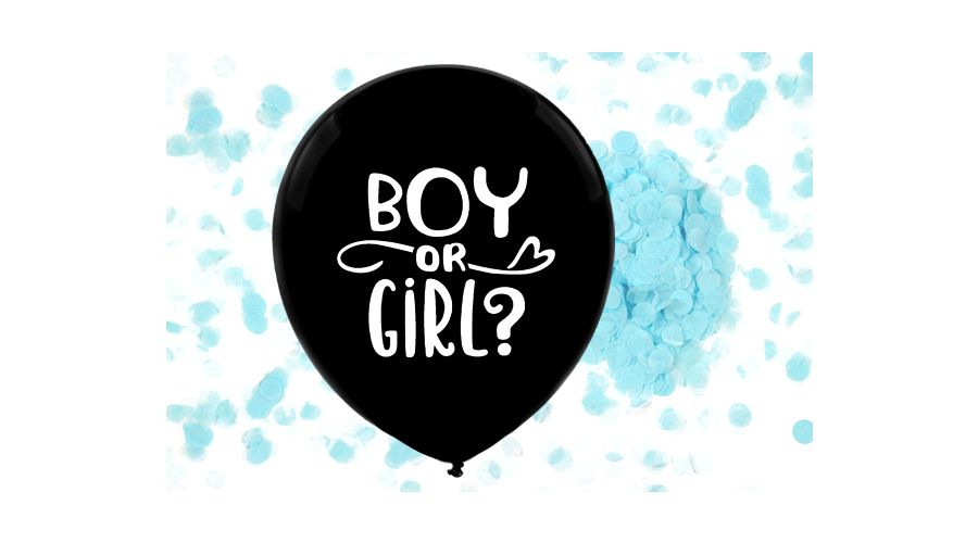 Gender Reveal Ballon Boy Ø 55 cm mit Konfetti BLAU   (einzel verpackt / ungefüllt)