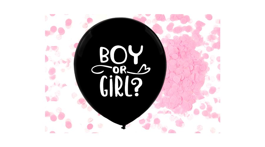 Gender Reveal Ballon Girl Ø 55cm mit Konfetti ROSA   (einzel verpackt / ungefüllt)