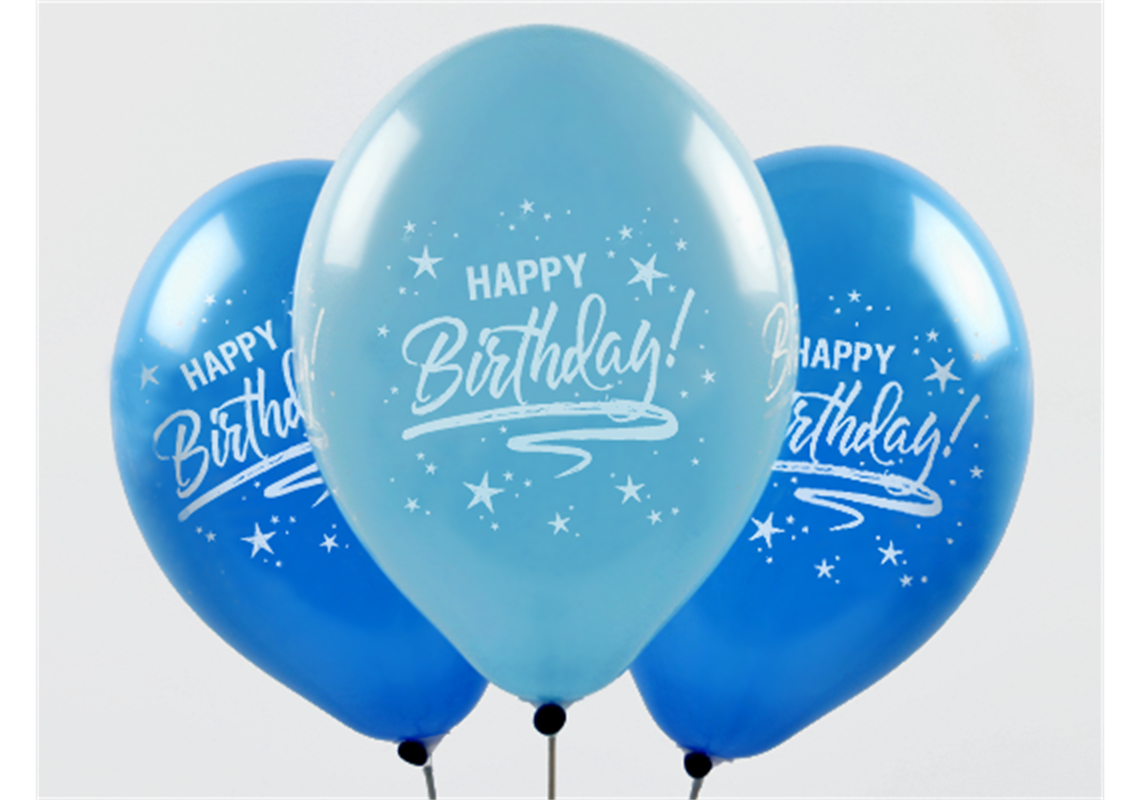 Happy Birthday Ballon ⌀33cm blau