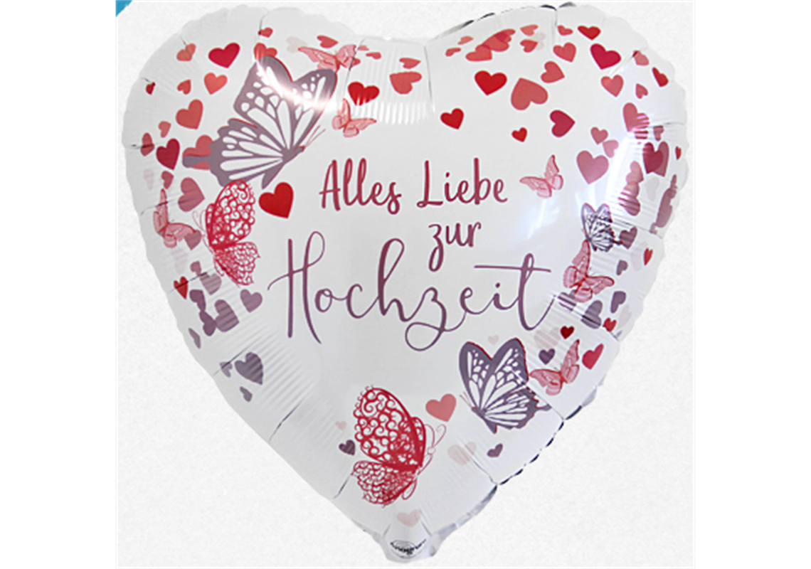 Folienballon Hochzeit / Herz / Alles Liebe zur Hochzeit Ø 38cm