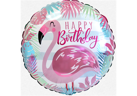 Folienballon Geburtstag / Happy Birthday Flamingo Ø 38 cm