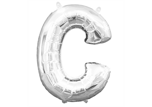 Mini-Buchstabenfolienballon - C - in SILBER 35 cm