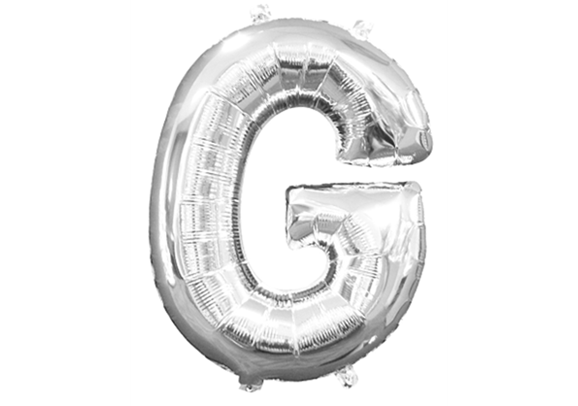 Mini-Buchstabenfolienballon - G - in SILBER 35 cm