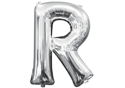 Mini-Buchstabenfolienballon - R - in SILBER 35 cm