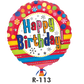 Folienballon Geburtstag / Happy Birthday Punkte & Sterne & Streifen Rot Ø 80 cm