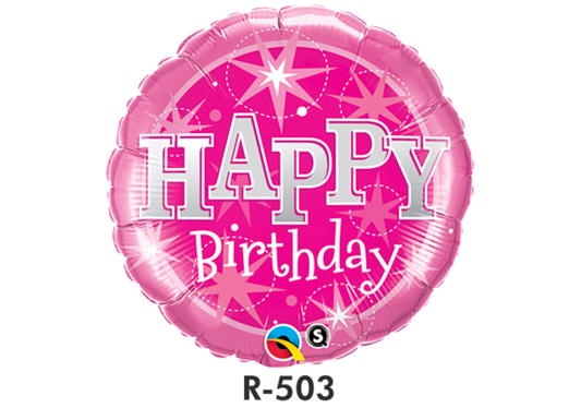 Folienballon Geburtstag / Happy Birthday Glanz Pink Ø 80 cm