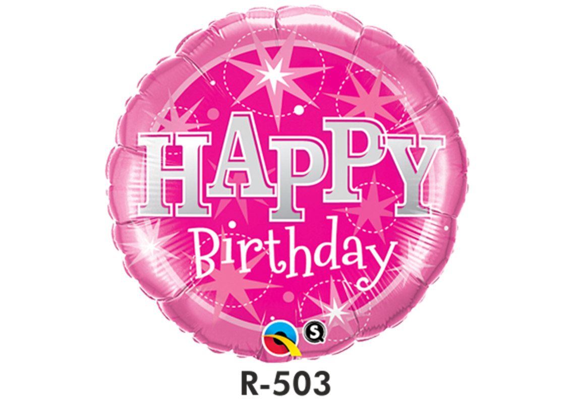 Folienballon Geburtstag / Happy Birthday Glanz Pink Ø 80 cm