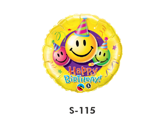 Folienballon Geburtstag /  Happy Birthday Smilies ⌀ 38 cm