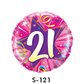 Folienballon Geburtstag / Happy Birthday Zahl - 21 - Luftschlangen Pink & Lila Ø 38 cm