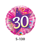 Folienballon Geburtstag / Happy Birthday Zahl - 30 - Luftschlangen Pink & Lila Ø 38 cm