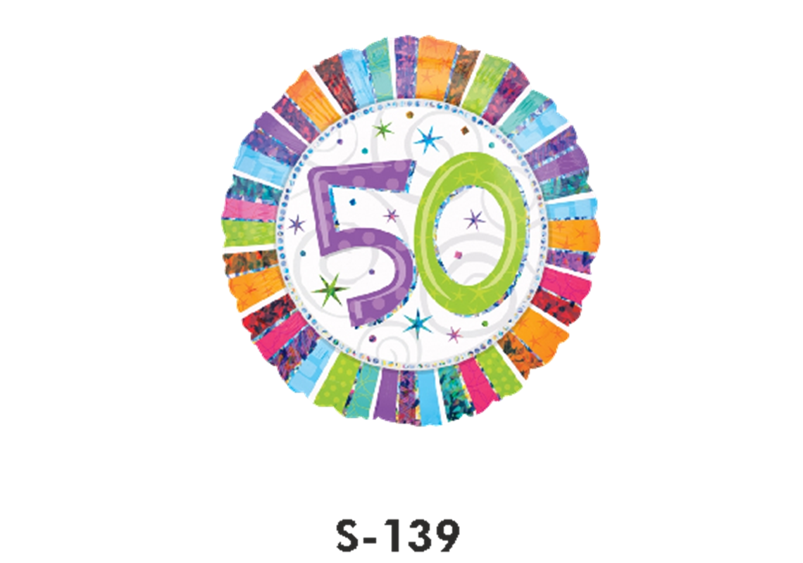 Folienballon Geburtstag / Happy Birthday Zahl - 50 - Bunt Ø 38 cm