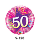 Folienballon Geburtstag / Happy Birthday Zahl - 50 - Luftschlangen Pink & Lila Ø 38 cm