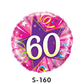 Folienballon Geburtstag / Happy Birthday Zahl - 60 - Luftschlangen Pink & Lila Ø 38 cm