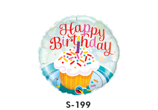 Folienballon Geburtstag / Happy Birthday Cupcake Hellblau ⌀ 38 cm