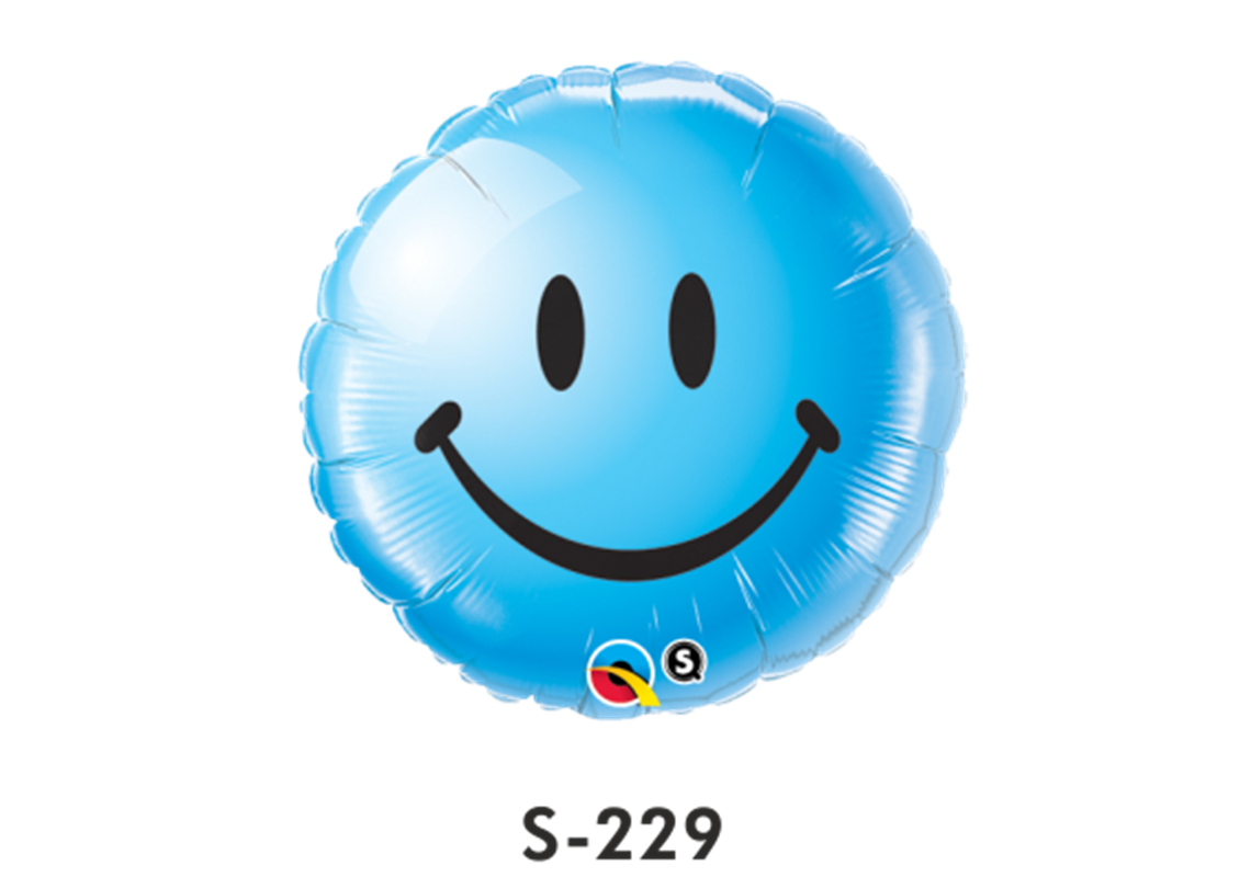 Folienballons Smiley Blau ⌀ 38 cm