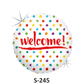 Folienballons ⌀ 38 cm Welcome weiss /bunte Punkte