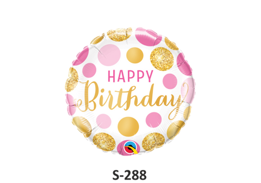 Folienballon Geburtstag / Happy Birthday Punkte ⌀ 38 cm