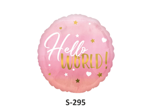 Geburt Folienballon Hello World Pink und Gold Ø 38 cm