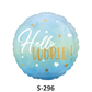 Geburt Folienballon Hello World Blau und Gold Ø 38 cm
