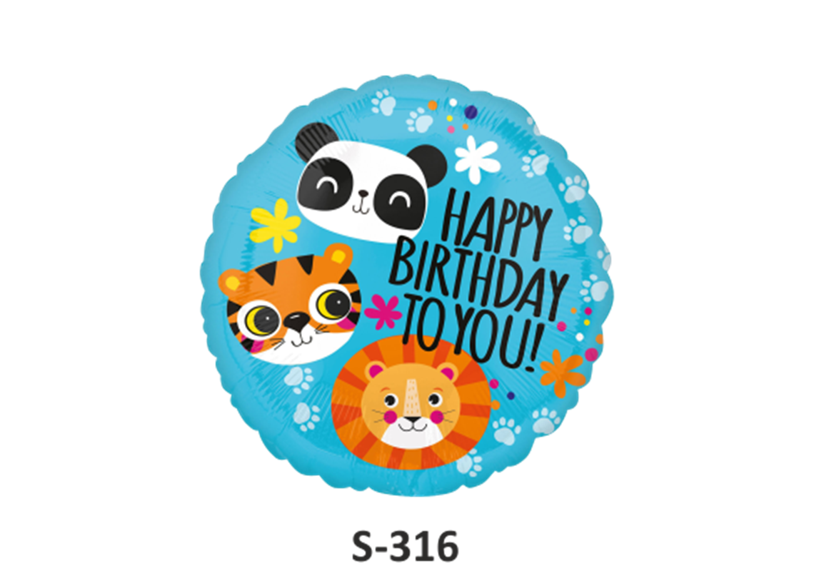 Folienballon Geburtstag / Happy Birthday Zootiere ⌀ 38 cm