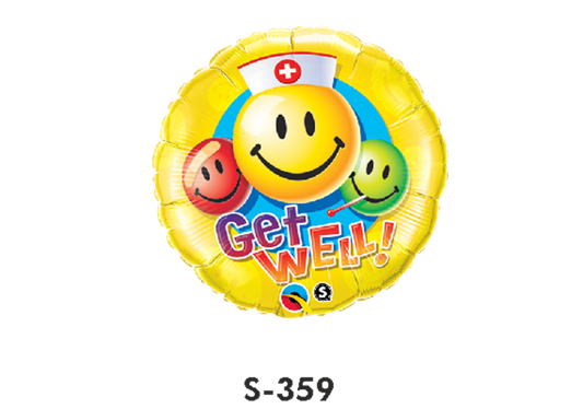 Folienballons Smilies Get Well Bunt ⌀ 38 cm