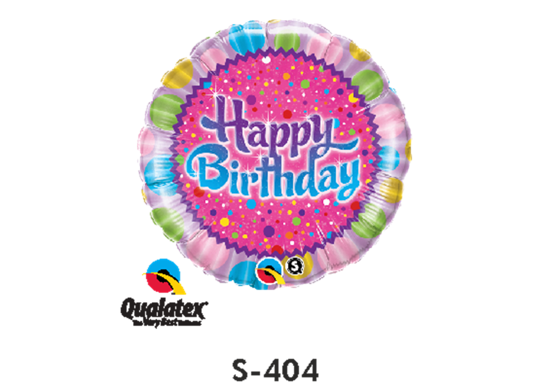 Folienballon Geburtstag / Happy Birthday Punkte und Strahlen ⌀ 38 cm