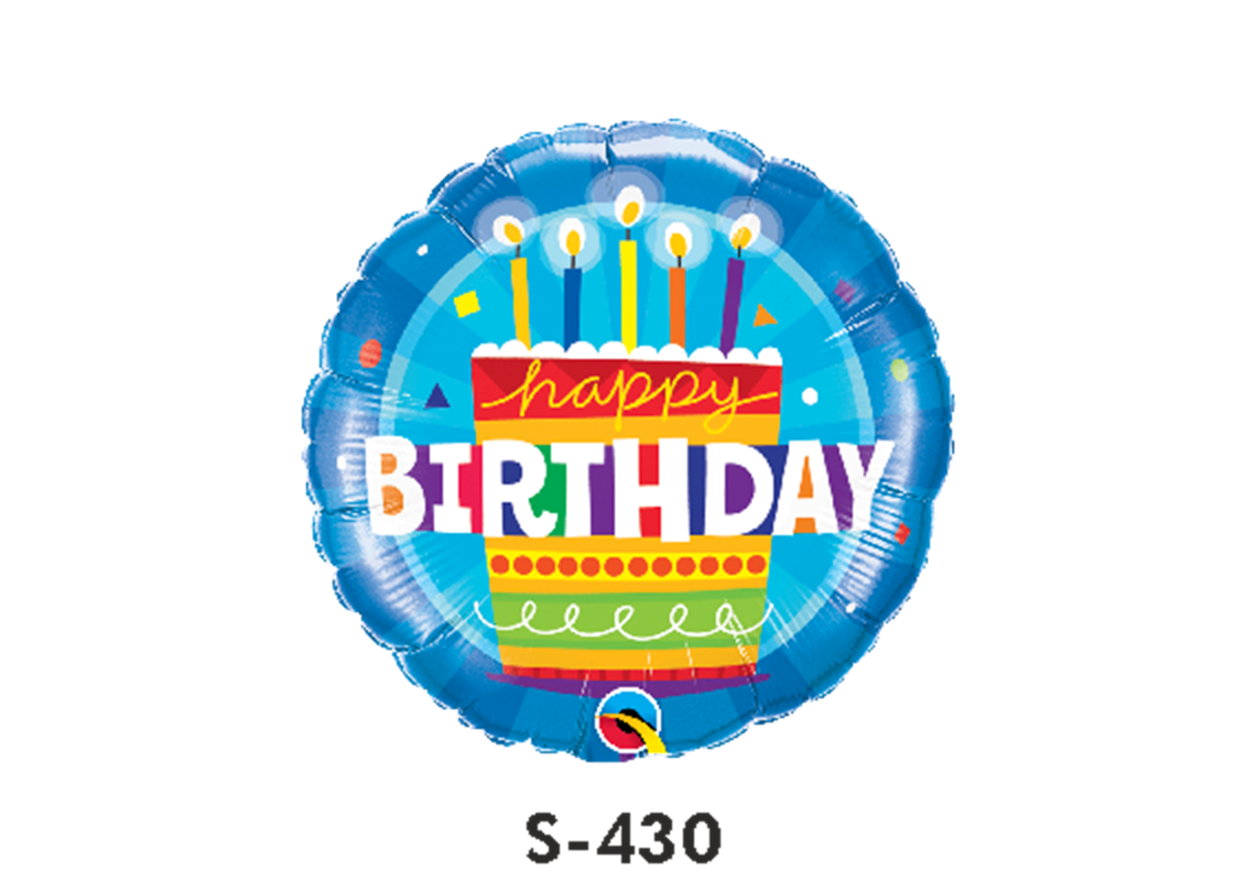 Folienballon Geburtstag / Happy Birthday Torte mit Kerzen Blau ⌀ 38 cm
