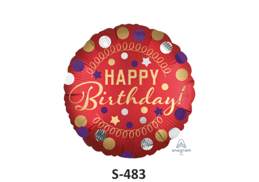 Folienballon Geburtstag / Happy Birthday Ballons Bunt ⌀ 38 cm