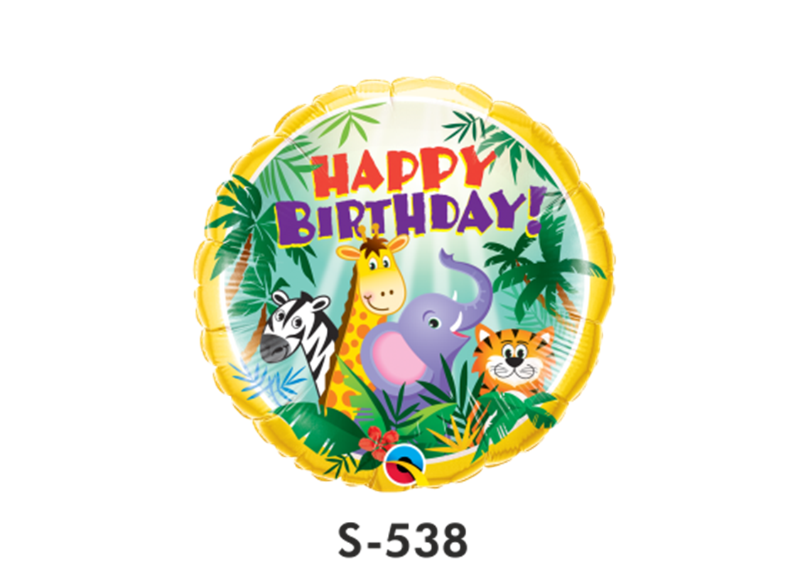 Folienballon Geburtstag /  Happy Birthday Zootiere 2 Ø 38 cm