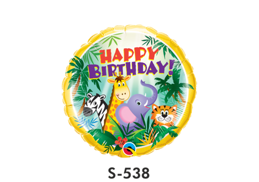 Folienballon Geburtstag /  Happy Birthday Zootiere 2 Ø 38 cm